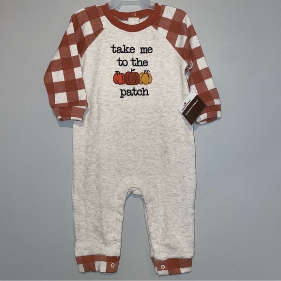 Fall kids one piece Take me to the Patch size 6-9 thanksgiving - Picture 1 of 5